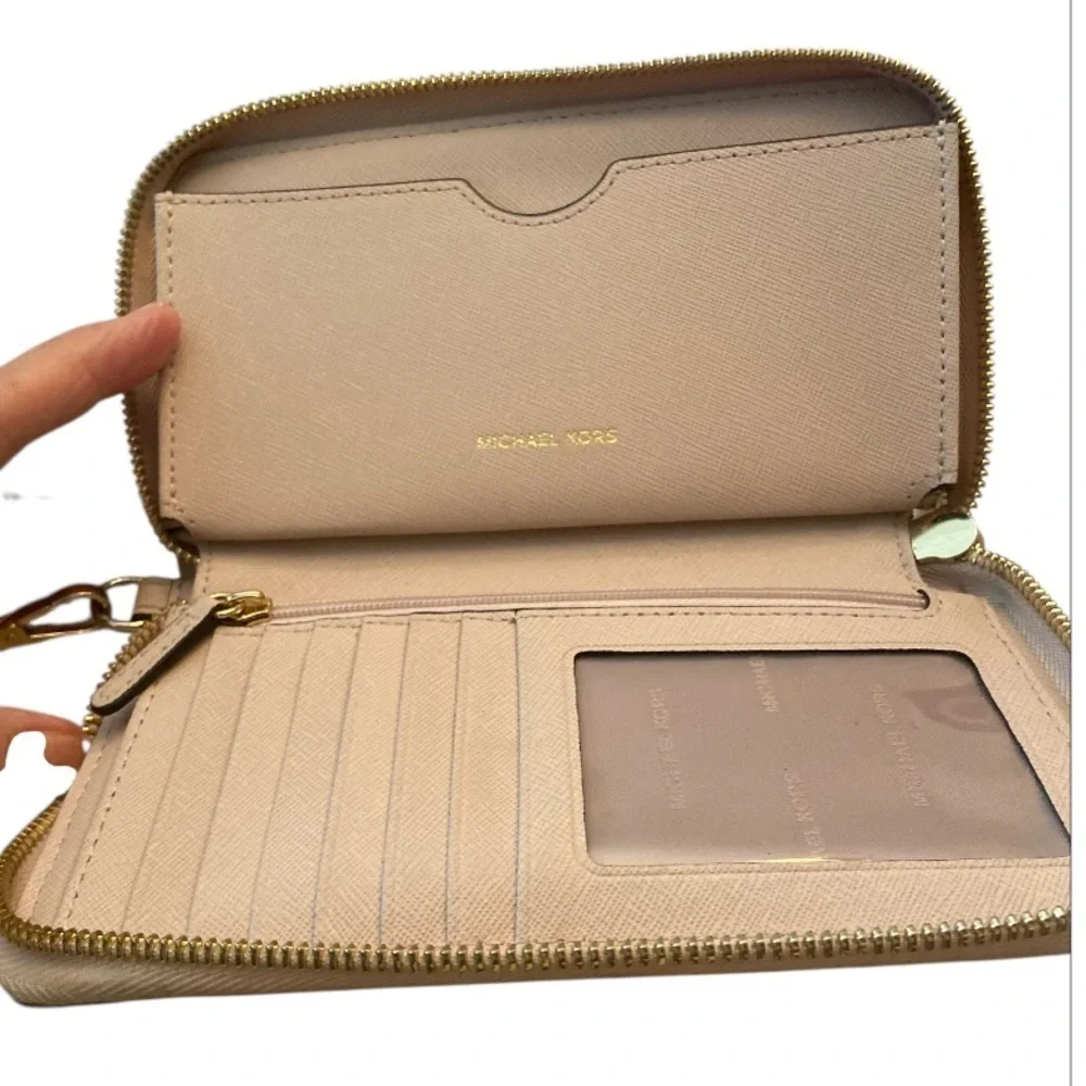 Michael Kors Blush Pink And Gold Dot Wristlet Wallet